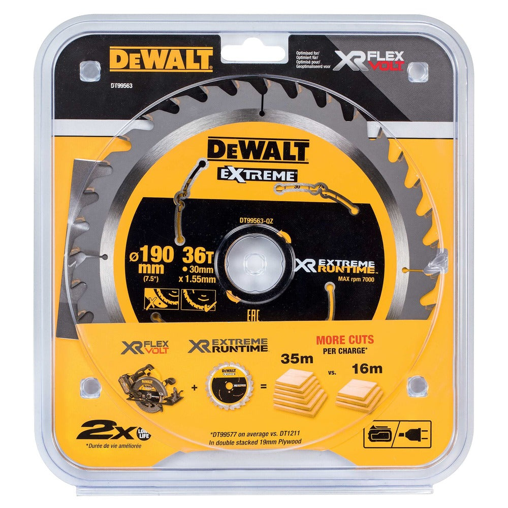 DeWALT Cirkelzaagblad DT99563-QZ Xtreme Runtime 190x30 mm 36T CSB-703372
