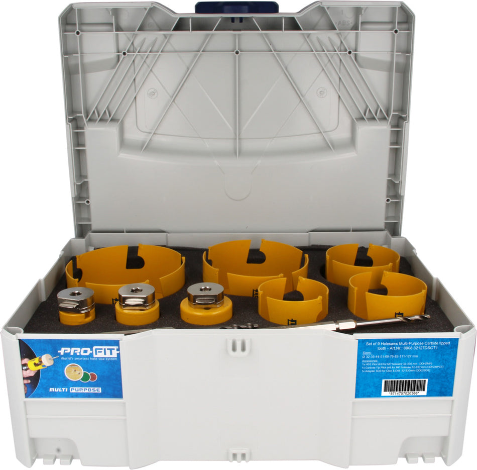 ProFit Multi Purpose Gatzagenset In Systainer 32-35-44-51-68-76-82-111-127mm 9st-705296