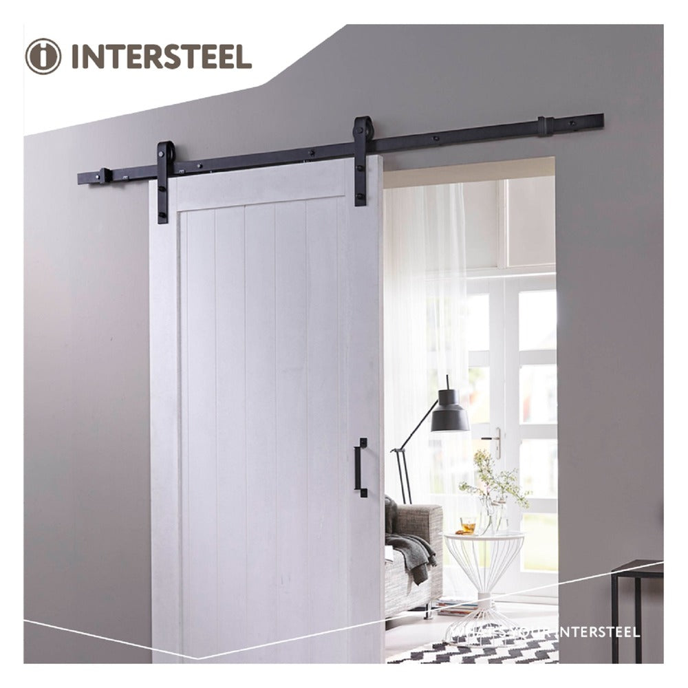 Intersteel schuifdeursysteem basic 200 cm mat zwart 100 kg-717490