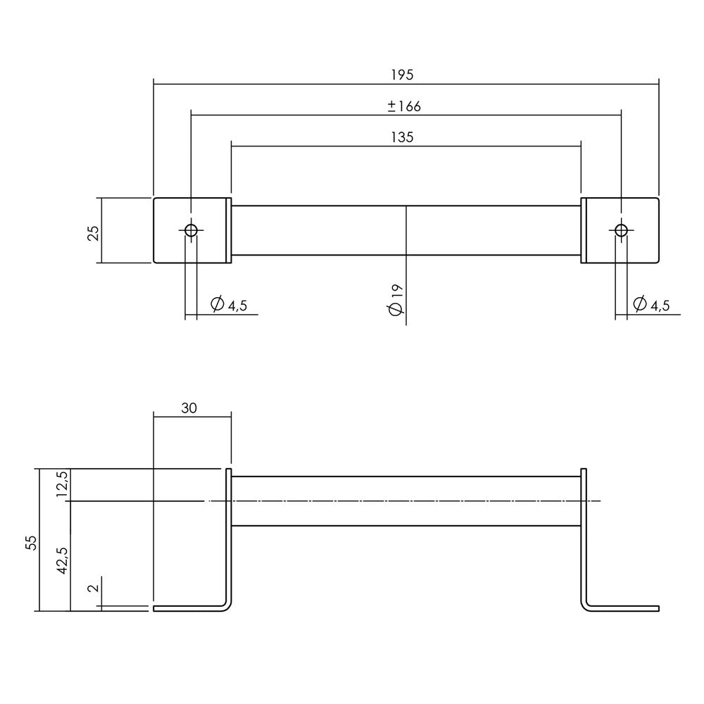 Intersteel handgreep 196x25 mm mat zwart-717491