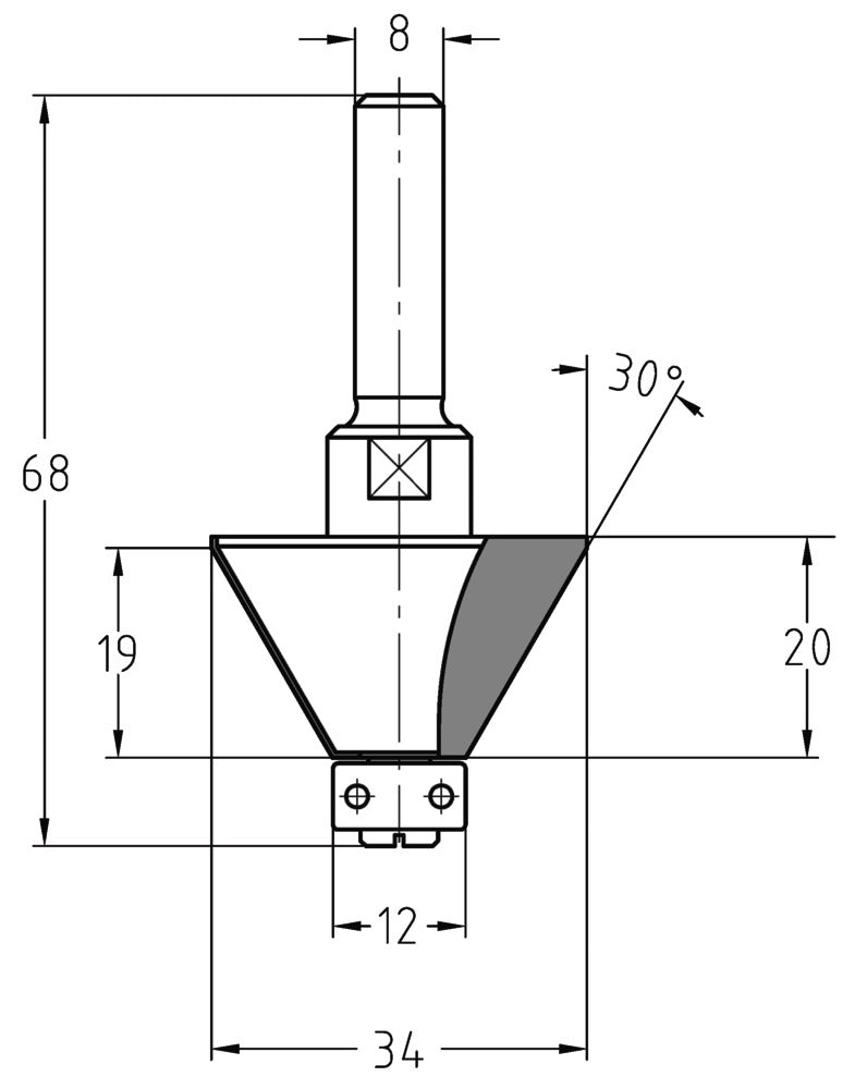 JSO-TR Fasefrees HW 30 graden, schacht 8 mm-717575