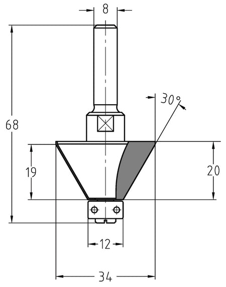 JSO-TR Fasefrees HW 30 graden, schacht 8 mm-717575