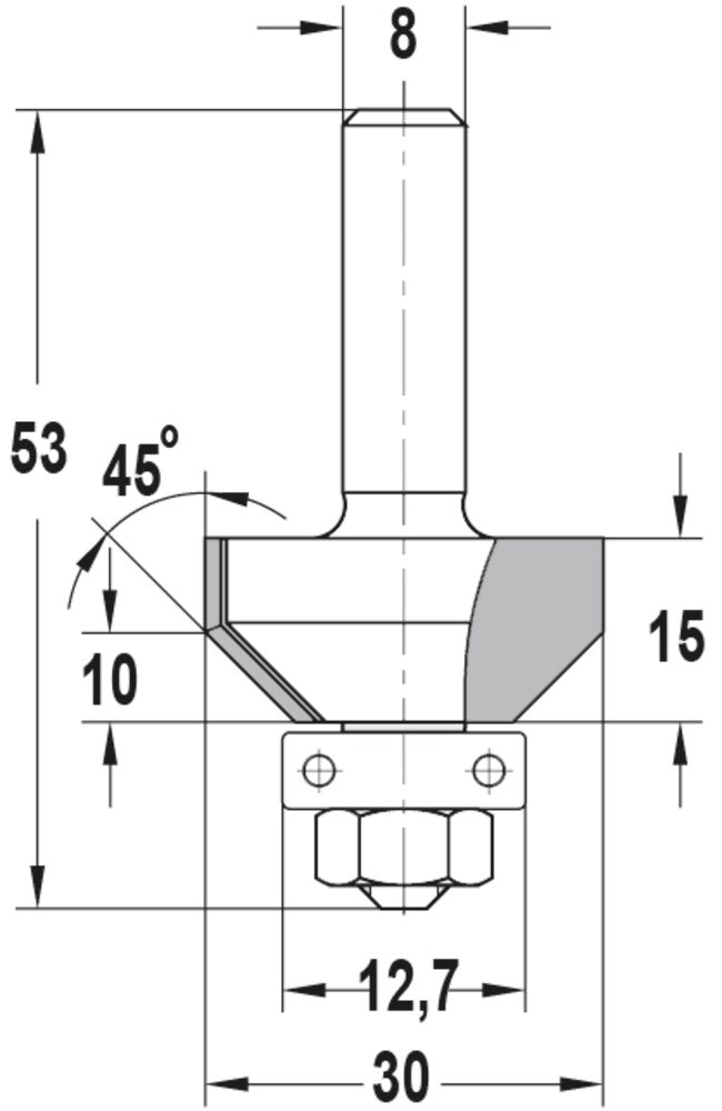 JSO-TR Fasefrees HW, 45 graden, schacht 8 mm-717576