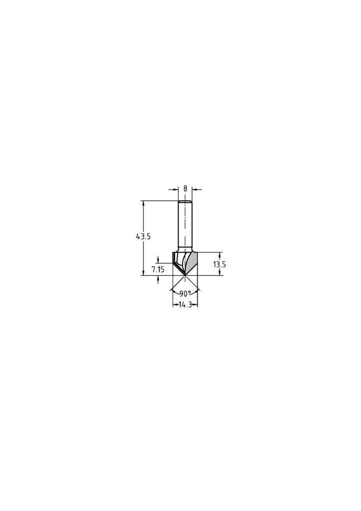 JSO-TR V-Groeffrees HW 90 graden, schacht 8 mm-717577