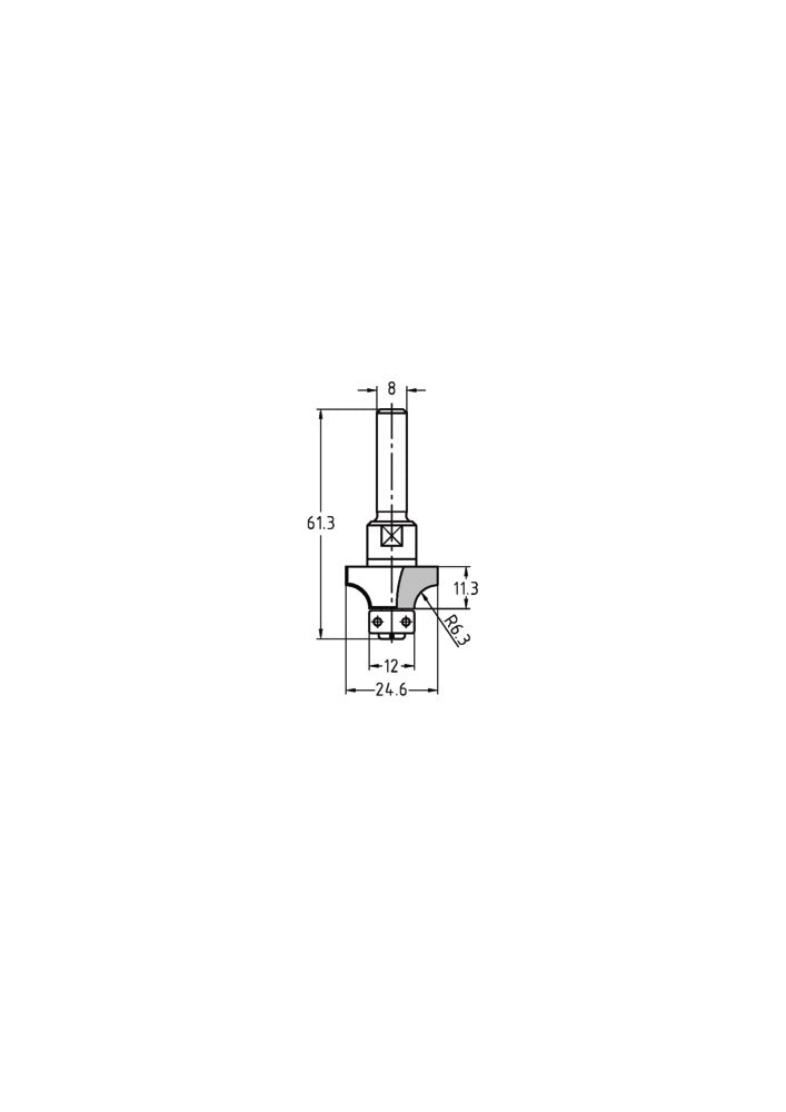 JSO-TR Afrondfrees HW Radius 6,3 mm, schacht 8 mm-717586