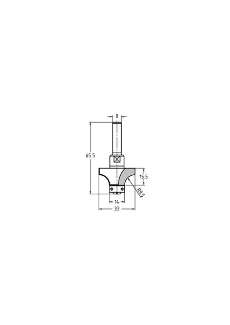 JSO-TR Afrondfrees HW Radius 9,5 mm, schacht 8 mm-717588
