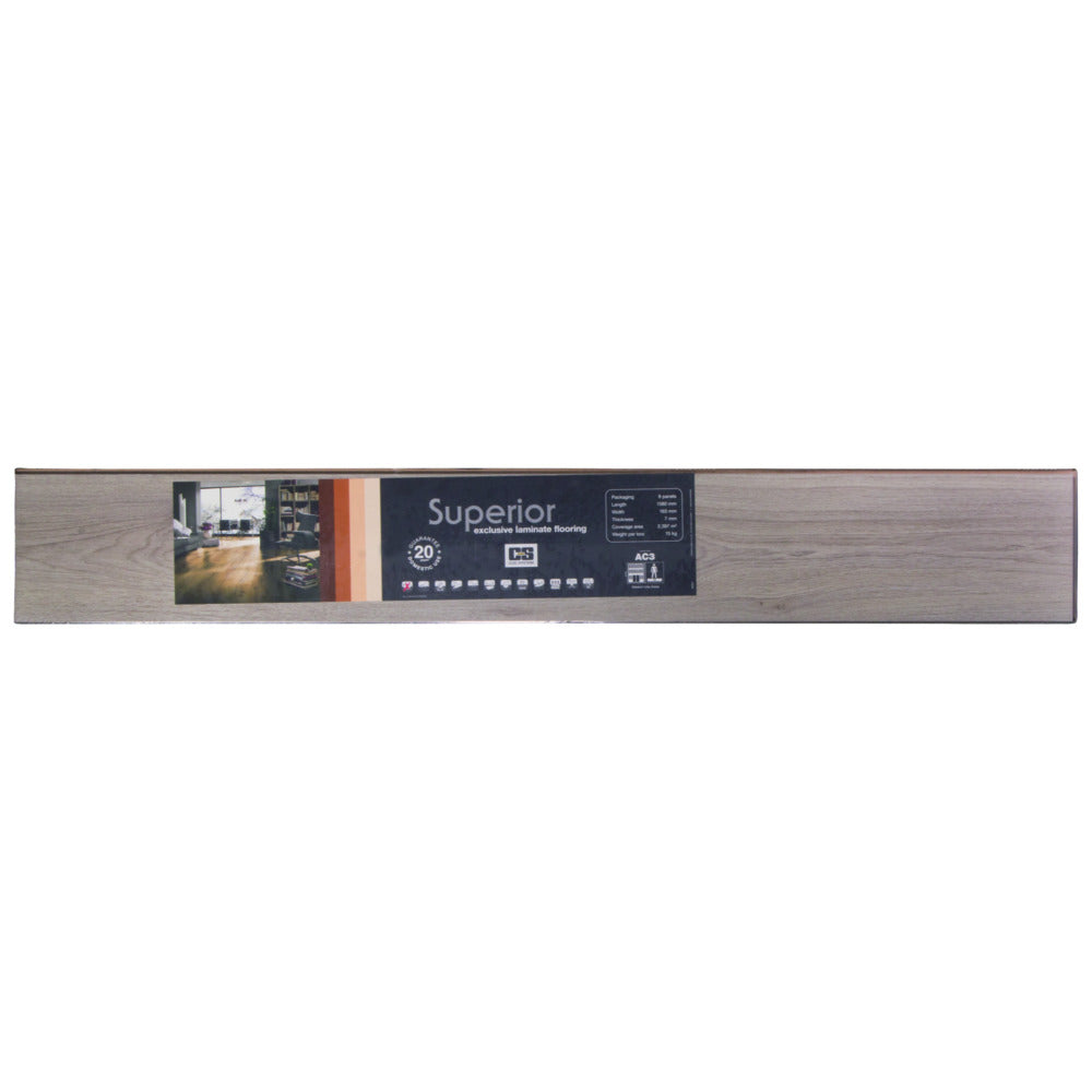 Superior Laminaat 7mm 2V-groef lichtgrijs eiken 19,3x138cm 2,4m2 70% PEFC-719862