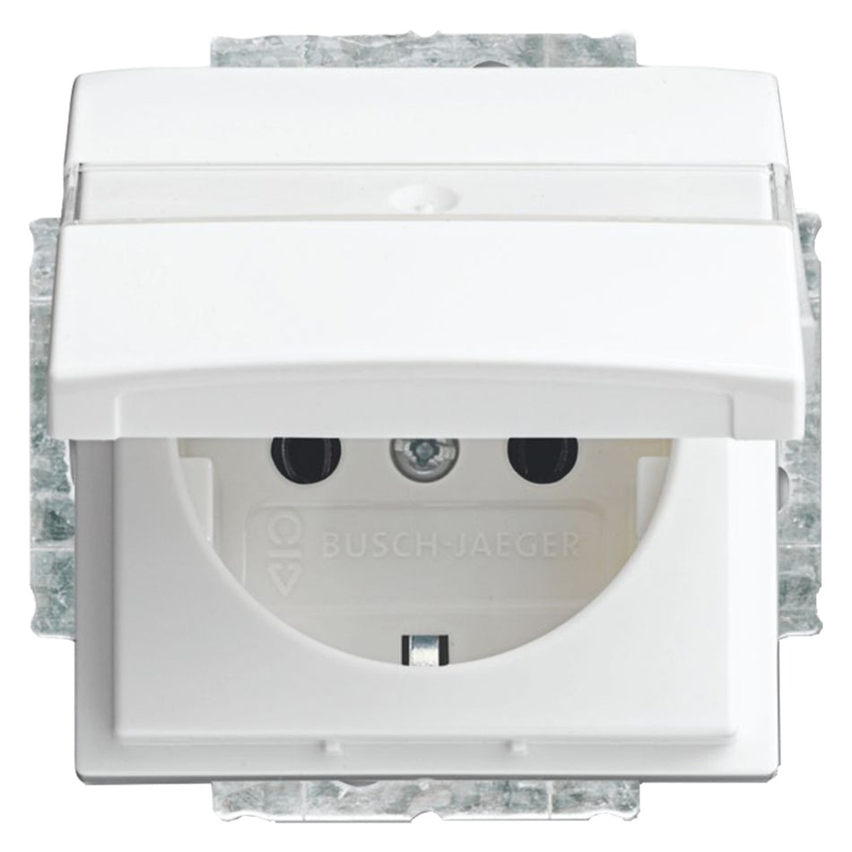Busch-Jaeger Contactdoos Balance Inbouw 1-Voudig Polarwit Randaarde Met Klep-726573