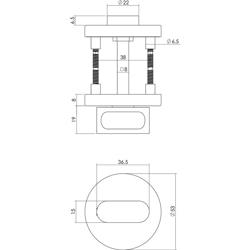 Intersteel WC-sluiting 8mm Met Metalen Onderrozet 7mm Nokken RVS-727737
