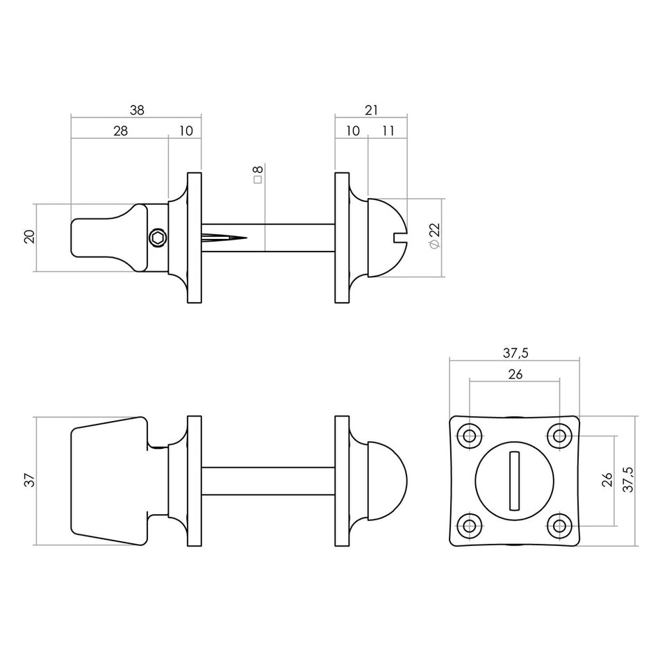Intersteel Rozet Toilet-/Badkamersluiting 8mm Vierkant Basic Nikkel Mat-727749