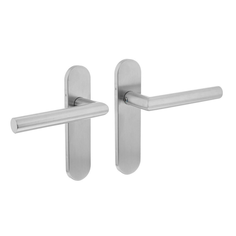Intersteel Deurkruk Hoek 90gr. Basic Op Ovaal Schild Verdekt 170x40mm Blind RVS Geborsteld-727762
