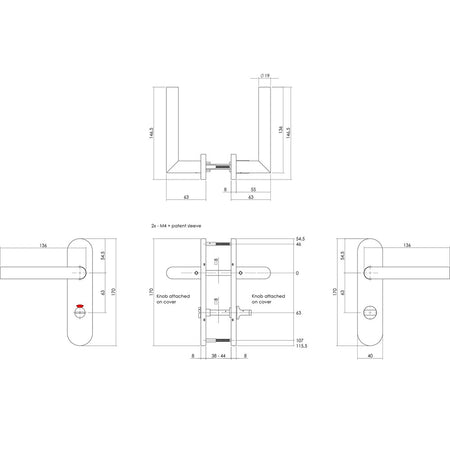 Intersteel Deurkruk Hoek 90gr. Basic Op Ovaal Schild Verdekt 170x40mm WC63/8mm RVS Geborsteld-727763
