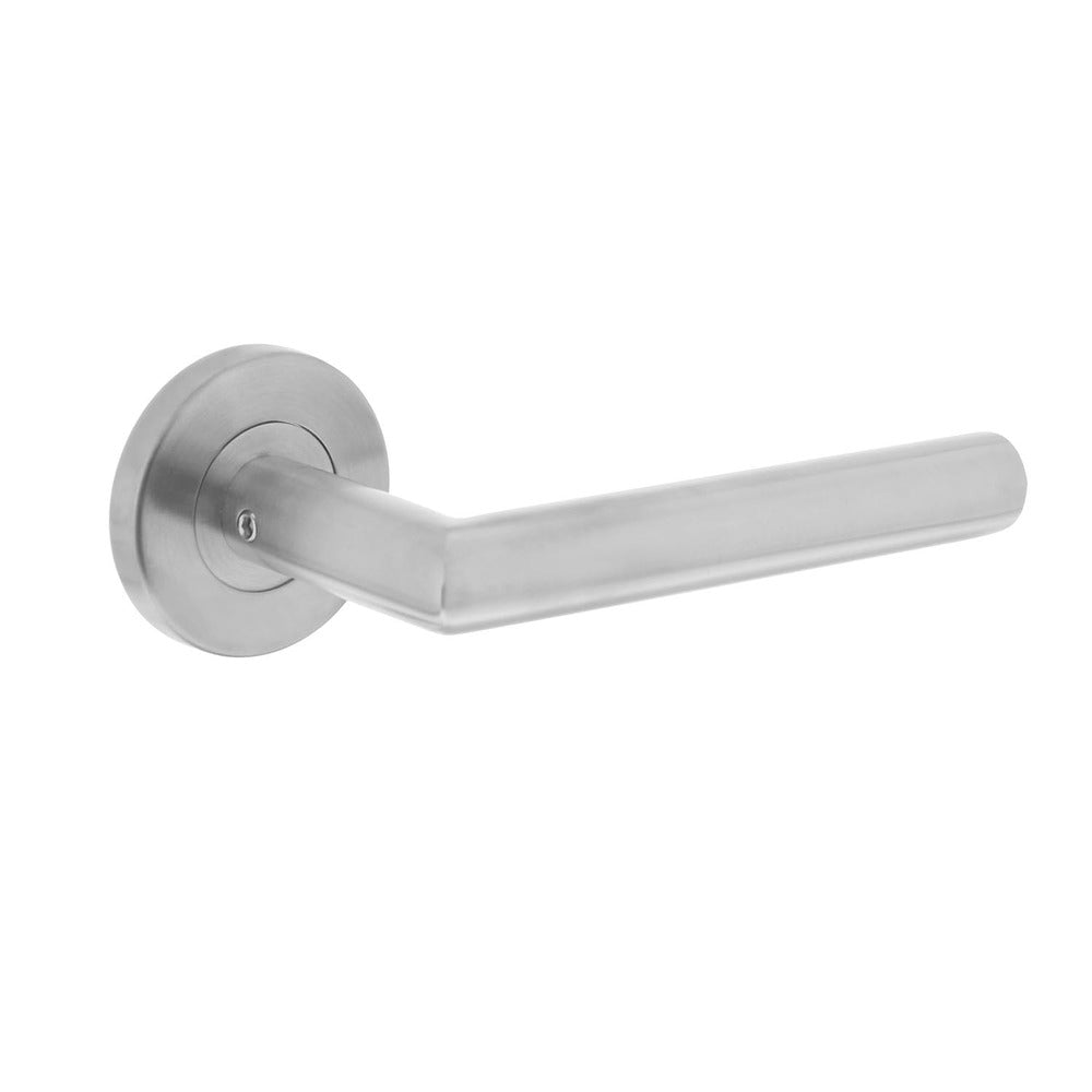 Intersteel Deurkruk Hoek 90gr. Basic Op Rond Geveerde Rozet diam. 53x9mm RVS Geborsteld-727767