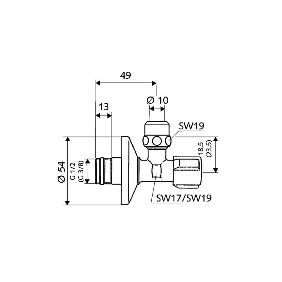 Schell Hoekregelkraan 1/2 x 3/8 met ASAG ring-729269