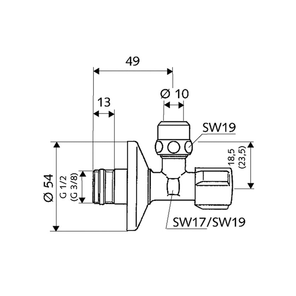 Schell Hoekregelkraan 1/2 x 3/8-729270