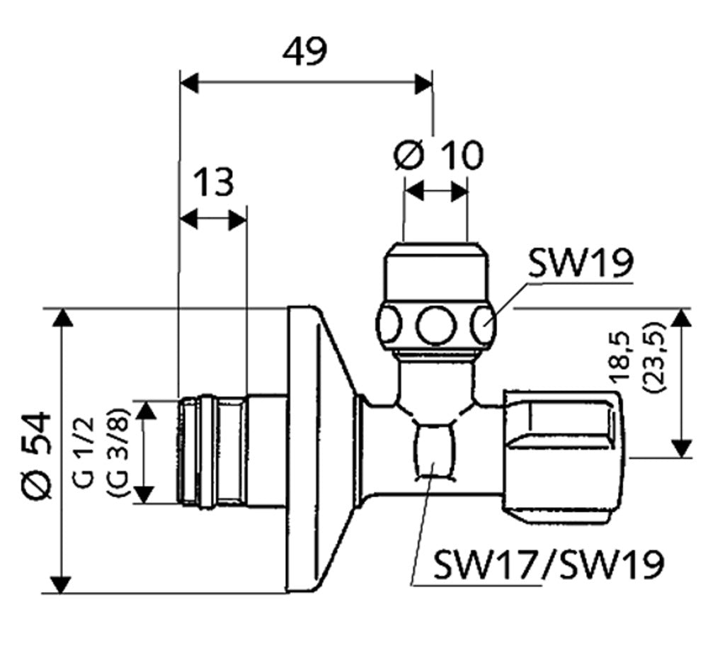 Schell Hoekregelkraan 3/8 x 3/8 met ASAG ring-729271