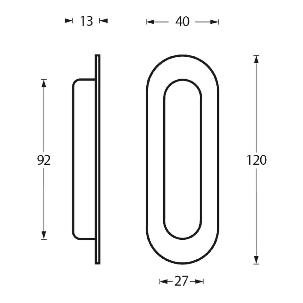 Intersteel schuifdeurkom ovaal 120x40 mm mat zwart-730505