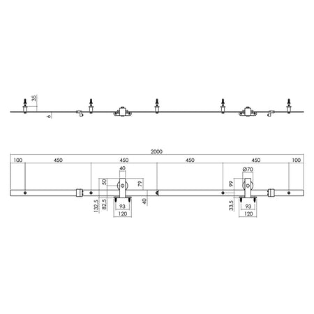 Intersteel schuifdeursysteem basic top 200 cm mat zwart 100 kg-730507