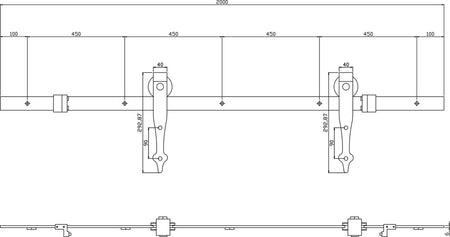 Intersteel schuifdeursysteem classic 200 cm mat zwart 100 kg-730516