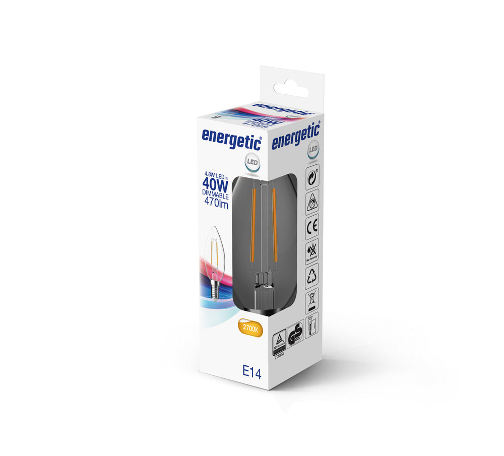 Energetic LED Lamp Kaars 40W E14 Warmwit Helder Dimbaar-740037