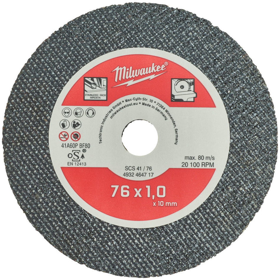 Milwaukee Doorslijpschijf Voor Metaal 76x10mm 5st-752283