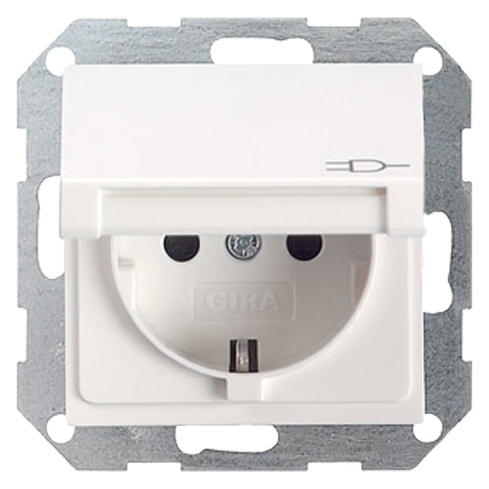 Gira Contactdoos System 55 Inbouw 1-Voudig Polarwit Randaarde Met Klep-752349