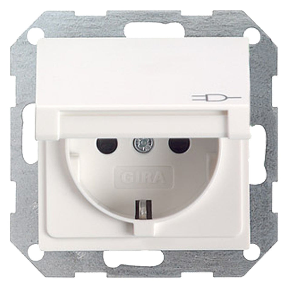 Gira Contactdoos System 55 Inbouw 1-Voudig Polarwit Randaarde Met Klep-752349