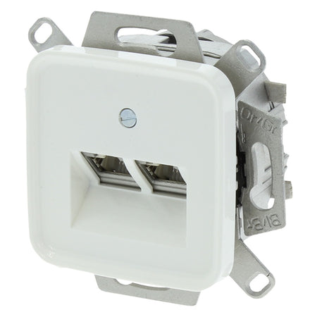Contactdoos Inbouw ISDN 2x8-Polig CAT6A Voor Busch-Jaeger Serie Reflex Polarwit-754061