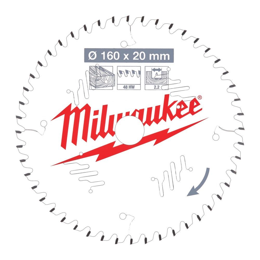 Milwaukee Cirkelzaagblad P W 48ATB 160x20x2,2mm-755627