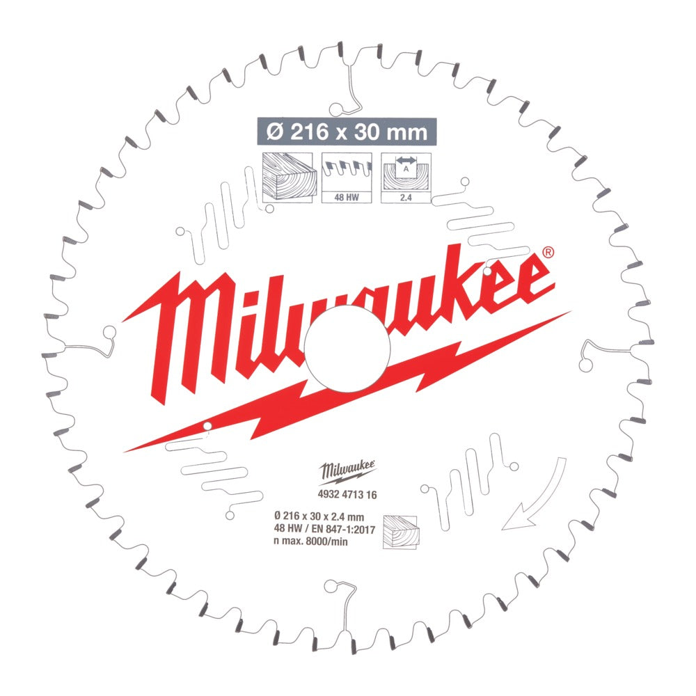 Milwaukee Cirkelzaagblad MS W 48ATB 216x30x2,4mm-755639