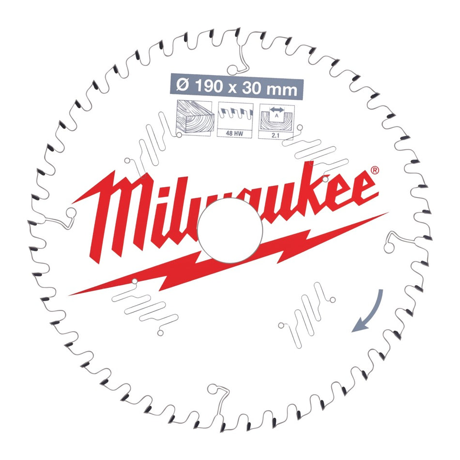 Milwaukee Cirkelzaagblad P W 48ATB 190x30x2,1mm-755647