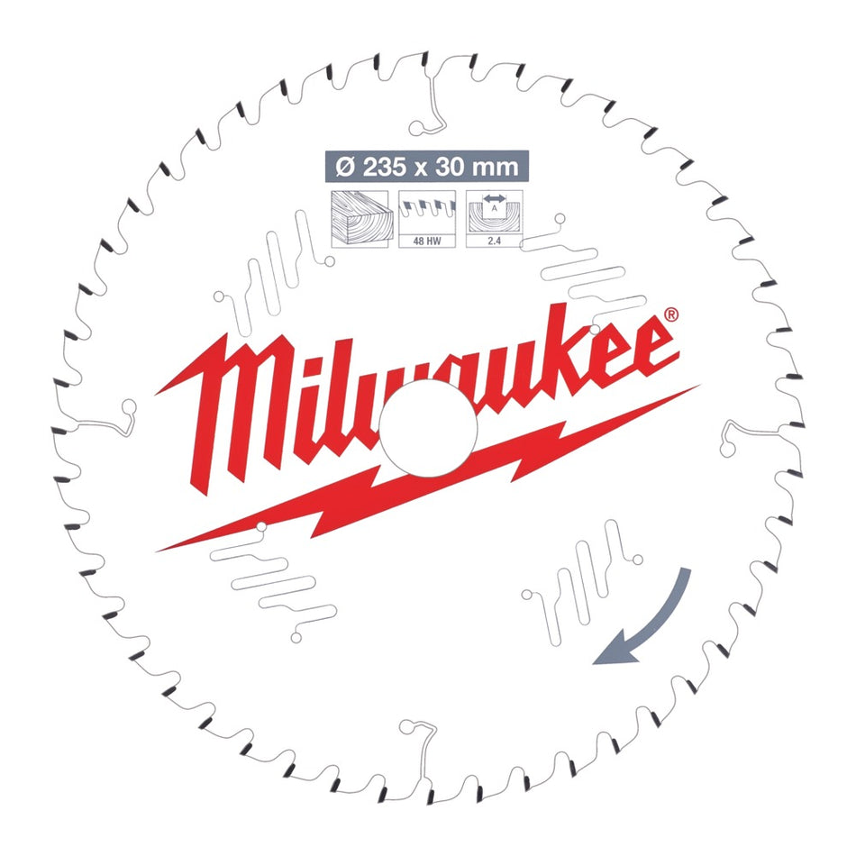Milwaukee Cirkelzaagblad P W 48ATB 235x30x2,4mm-755916