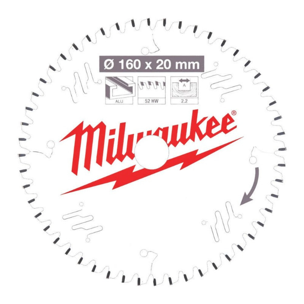 Milwaukee Cirkelzaagblad P W 52ATB 160x20x2,2mm-756181