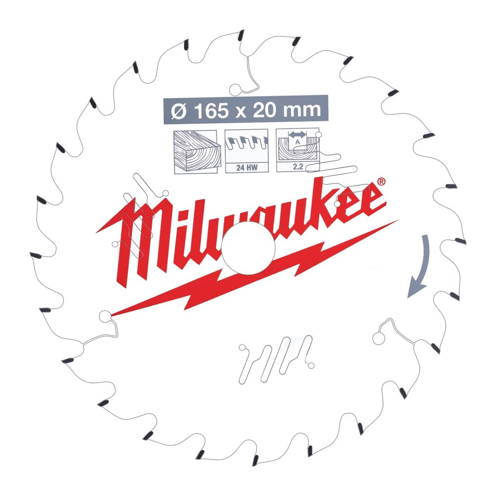 Milwaukee Cirkelzaagblad P W 24ATB165x20x2,2mm-756182