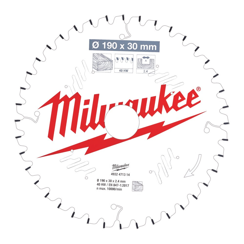 Milwaukee Cirkelzaagblad MS W 40ATB 190x30x2,4mm-756188