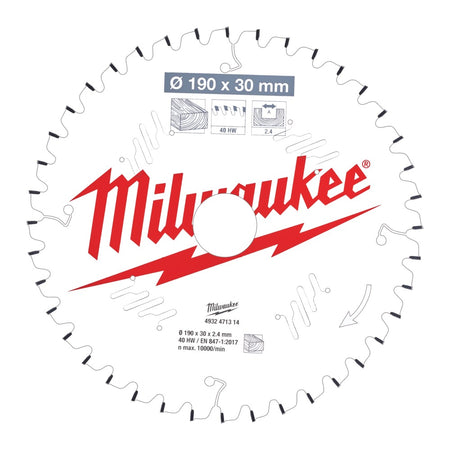 Milwaukee Cirkelzaagblad MS W 40ATB 190x30x2,4mm-756188