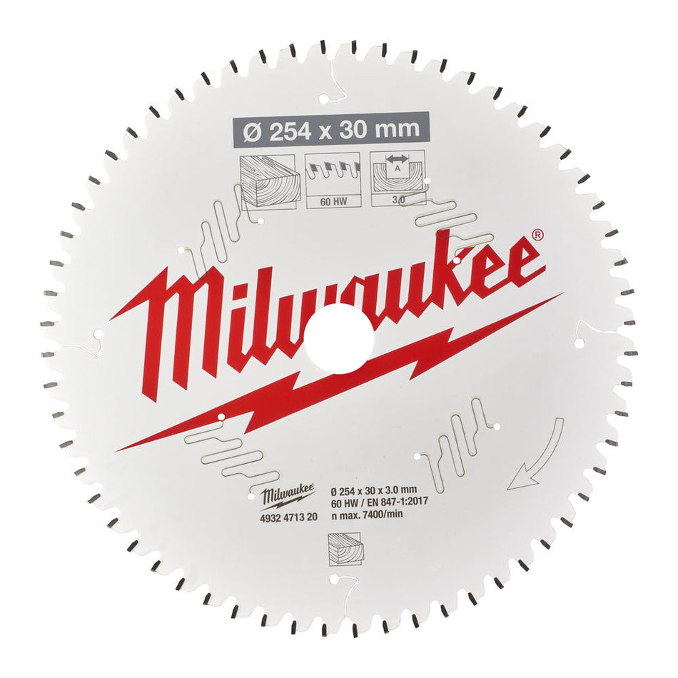 Milwaukee Cirkelzaagblad MS W 60ATB 254x30x3,0mm-756190
