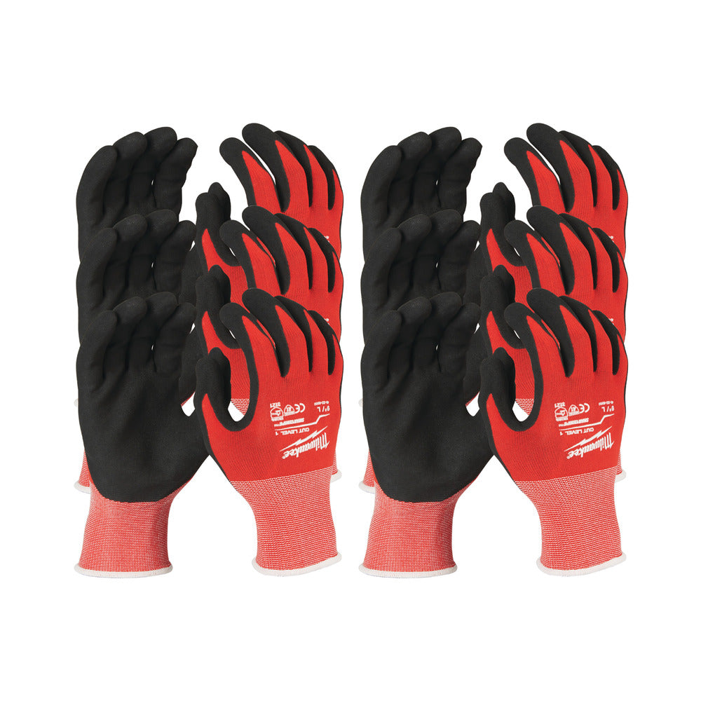 Milwaukee Werkhandschoenen Gedipt Snijklasse 1/A Rood Maat  9/L 12pr-756791