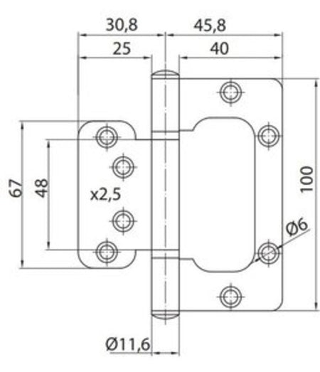 Scharnier Zonder Freeswerk RVS 3stuks-757317