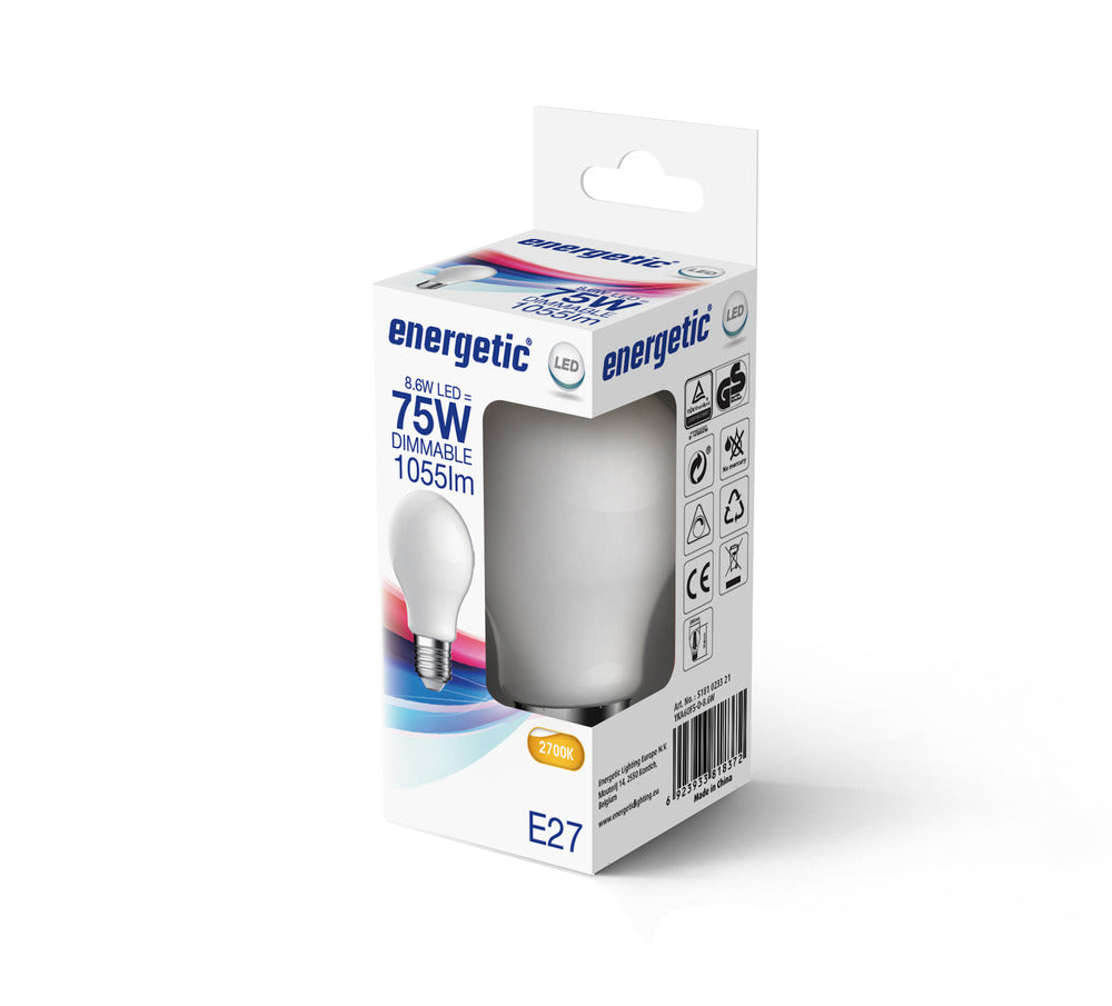 Energetic LED Lamp Peer 75W E27 Warmwit Mat Dimbaar-757411