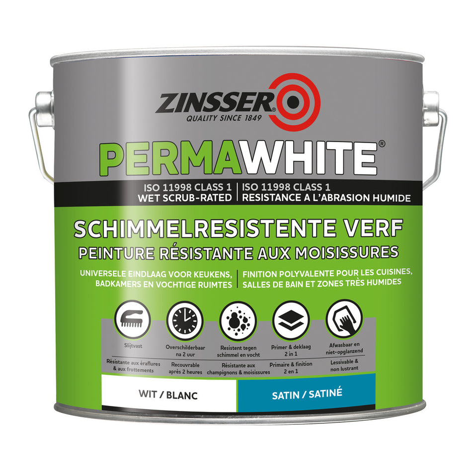 Zinsser Muurverf Perma-White Satin Wit 2,5L-757447