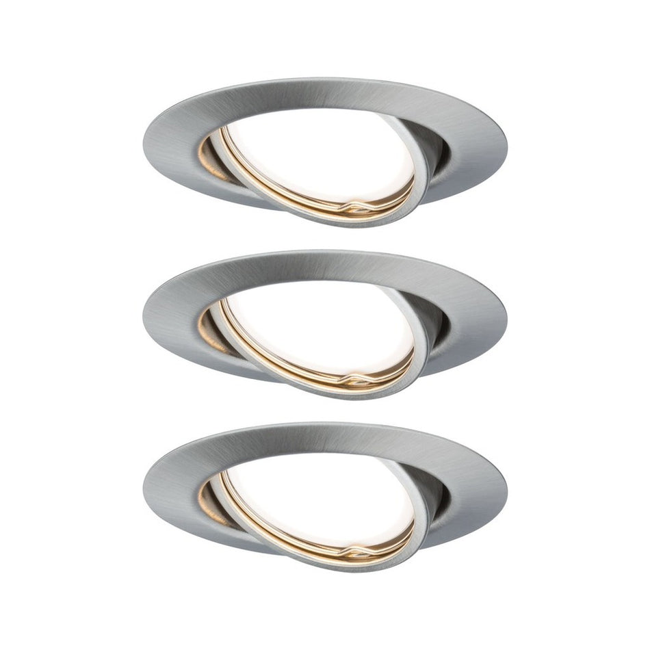 Paulmann Inbouwspot EBL Base Geborsteld RVS Rond 5W Kantelbaar 3st-757864