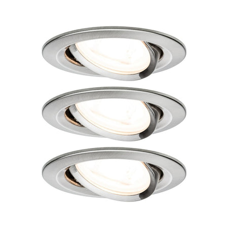 Paulmann Inbouwspot Nova Geborsteld RVS Rond 6,5W Kantelbaar 3st-757867