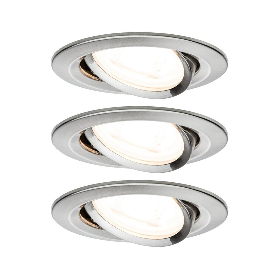 Paulmann Inbouwspot Nova Geborsteld RVS Rond 6,5W Kantelbaar 3st-757867