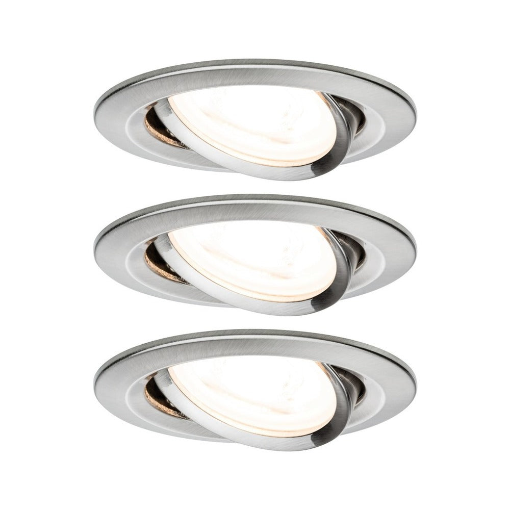 Paulmann Inbouwspot Nova Geborsteld RVS Rond 6,5W 3-Stap Dimbaar Kantelbaar 3st-757877