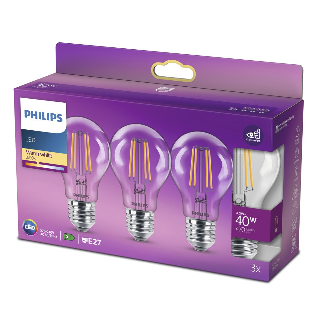 Philips LED Lamp Peer 40W E27 Warmwit Helder 3st-757979