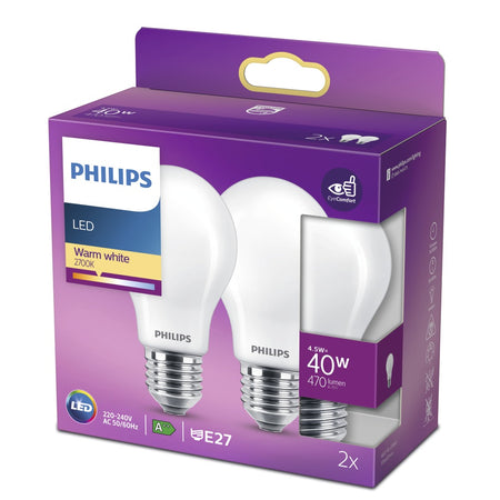 Philips LED Lamp Peer 40W E27 Warmwit Mat 2st-758020