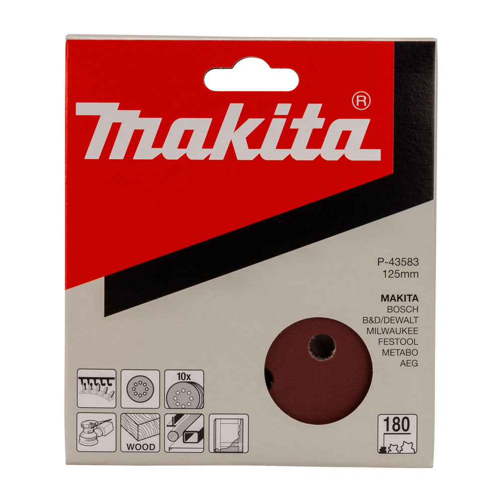 Makita Schuurschijf Red Velcro K180 125mm 10st-758056