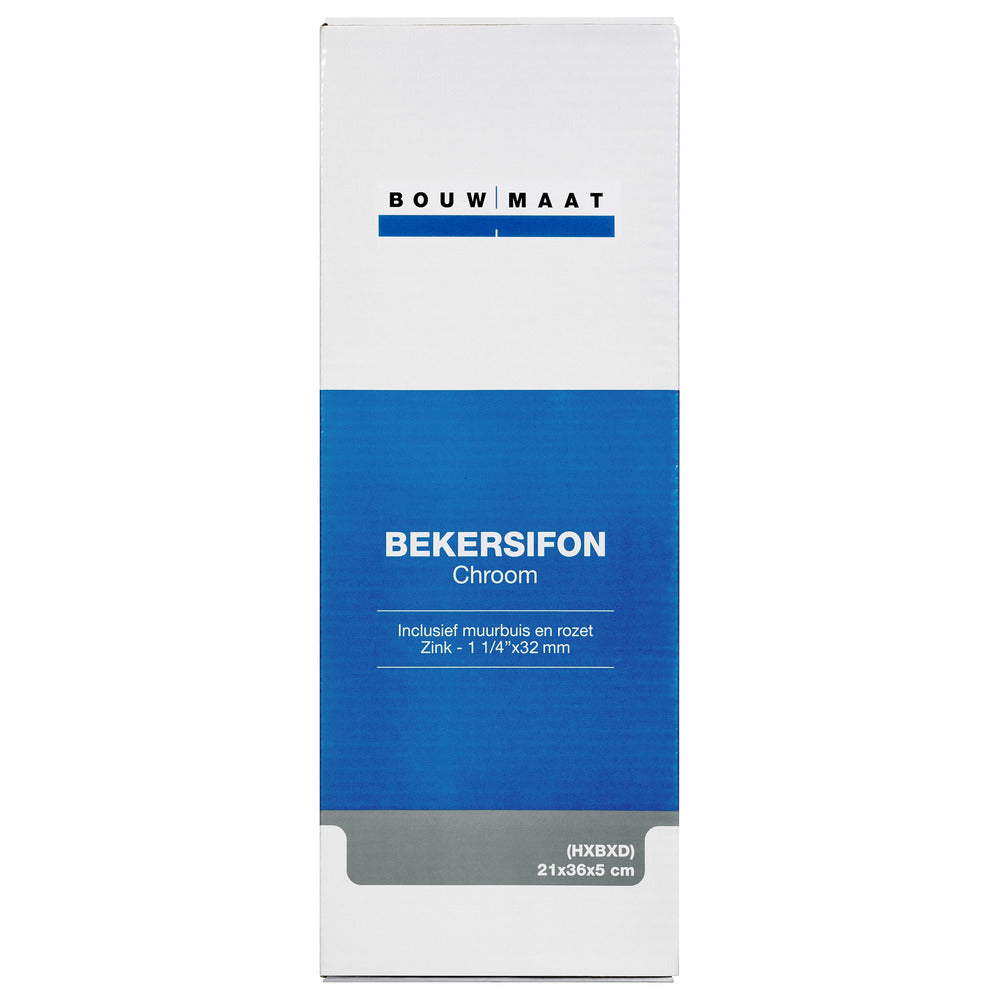 Bouwmaat Bekersifon met Muurbuis en Rozet Chroom-758389
