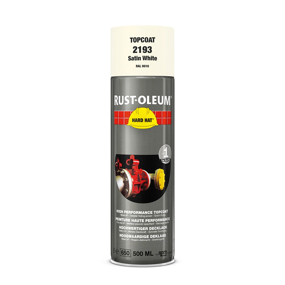Rust-Oleum Deklaag Hard Hat Zijdeglans RAL9010 Zuiverwit 500ml-758876